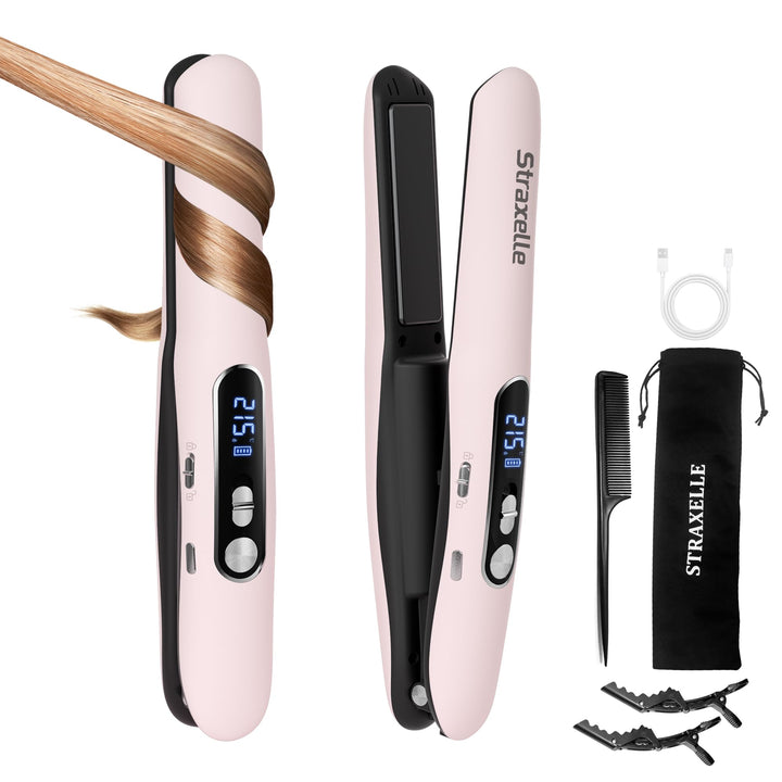 Mini Glätteisen Kabellos 2 in 1 Glätteisen Locken und Glätten mit 5000mAh Reiseglätteisen 3 Einstell