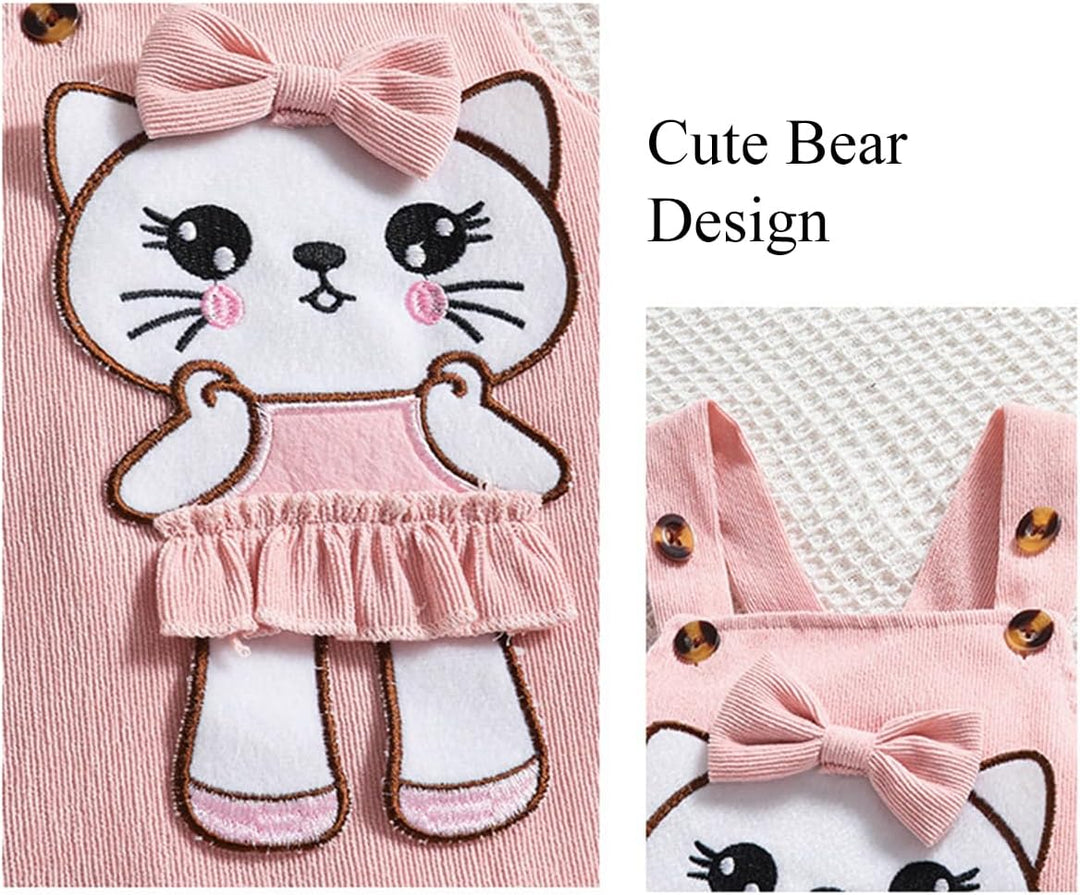 Baby Mädchen Kleidung Outfits Herbst Winter Niedlich Liebe Druck Strampler Cartoon Bär Overalls Hose