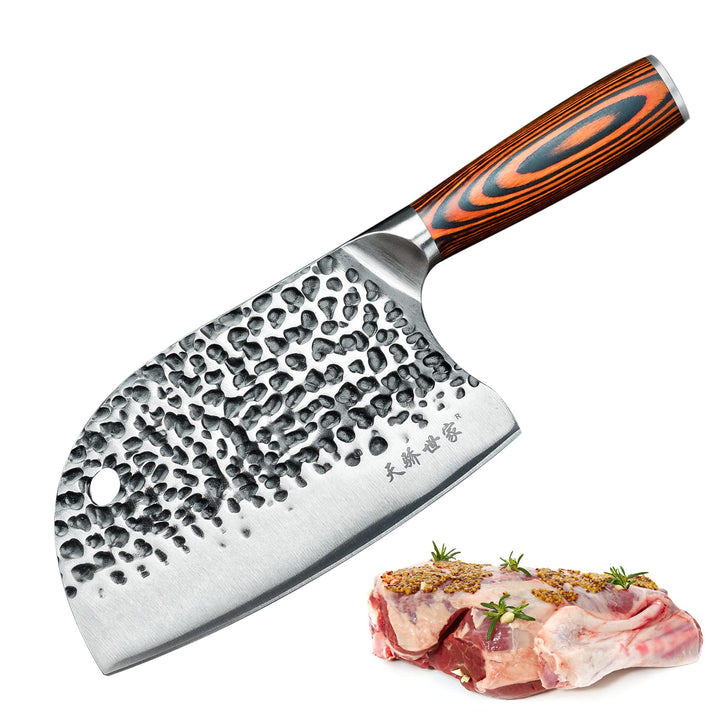 TJ POP Hackmesser Chinesisches Kochmesser Professionelles 16.5cm, Scharfer Full-Tang Fleischerbeil,
