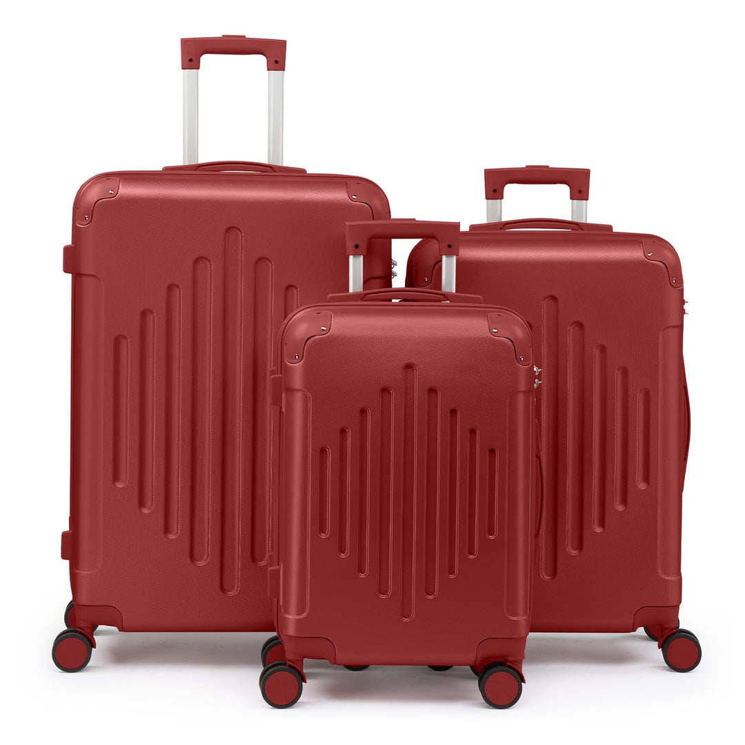 LEADZM Kofferset 3 teilig, Reisekoffer Set mit Eckenschutz, Koffer Set Hartschalen-Trolley aus ABS m