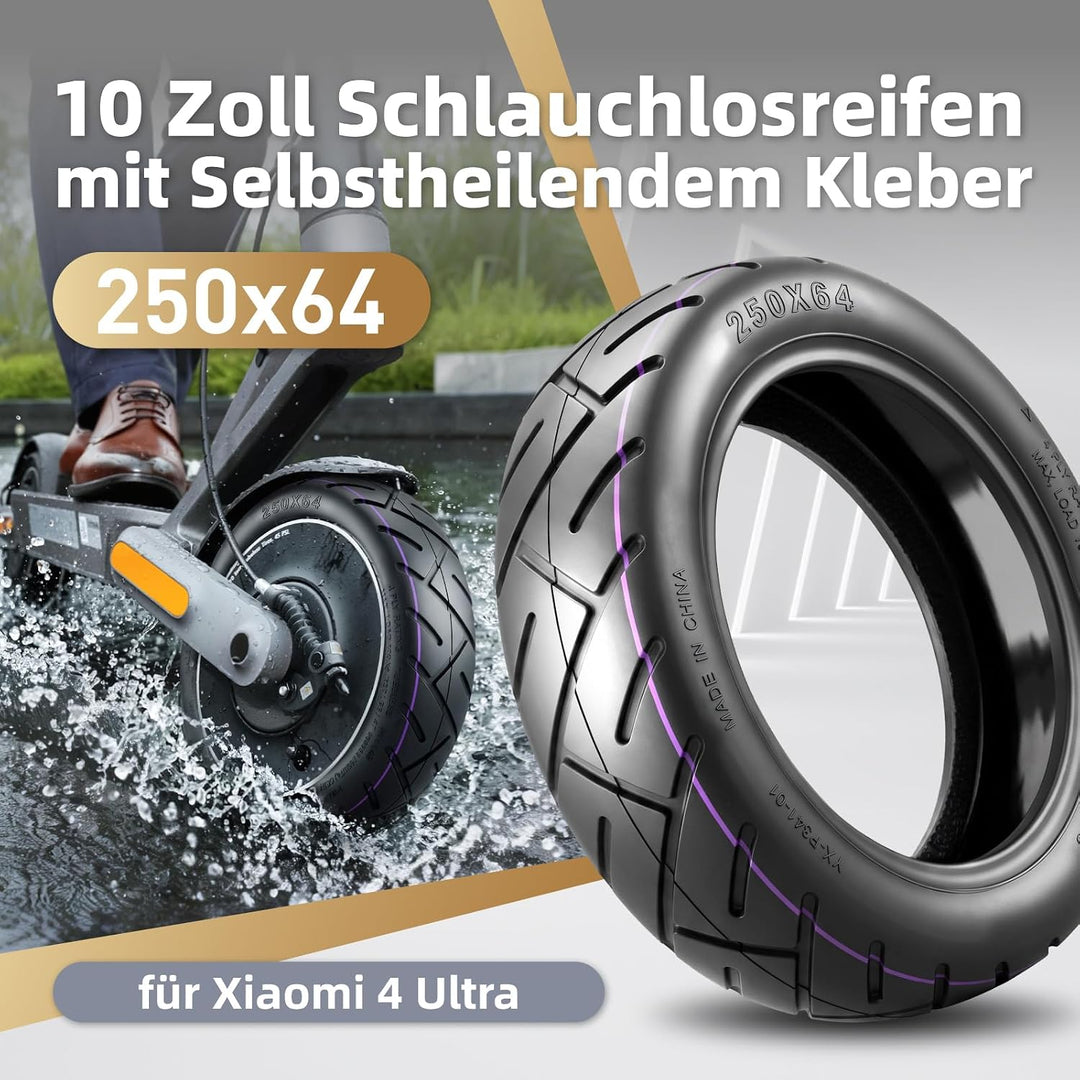 250 x 64 CST Selbstreparierender Reifen für Xiaomi 4 Ultra Elektroroller 10 Zoll Ersatzreifen mit Li