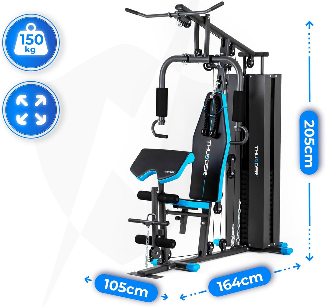 THUNDER Multifunktionale Kraftstation Home Gym Fitnessstation mit Kabelzug & Muskelaufbau Training F