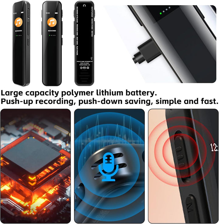 Diktiergerät Mini, 64GB Aufnahmegerät, Digitales Diktiergerät, Diktiergerät Digital mit Wiedergabe,