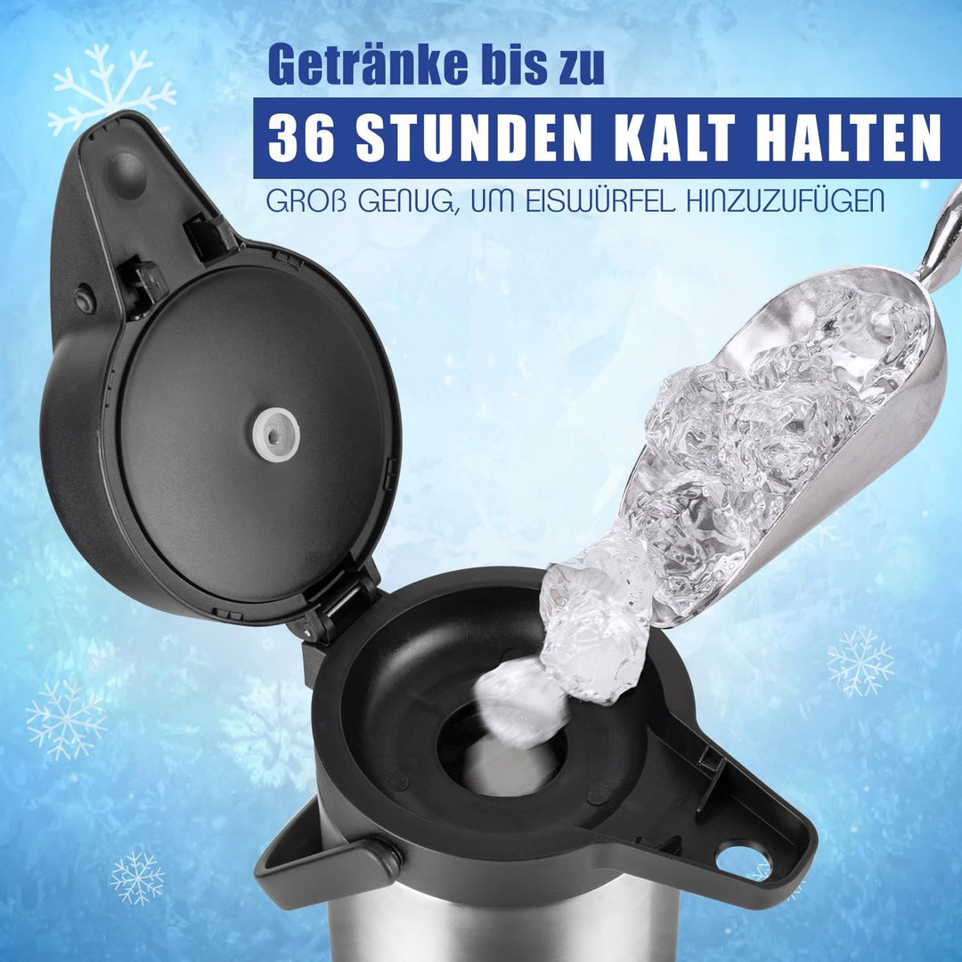 Vondior Airpot Pumpkanne - Professionelle isolierte Kaffeekaraffe aus Edelstahl, Thermoskanne, Therm