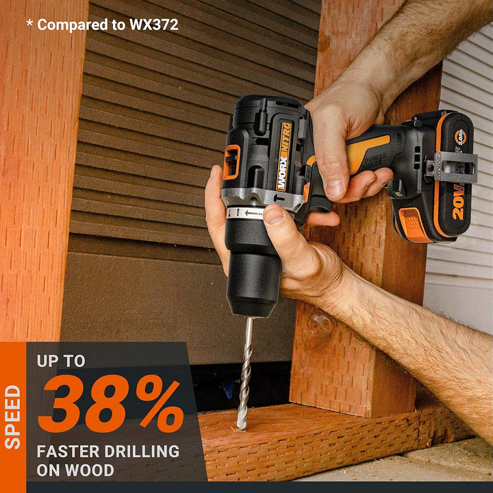 WORX NITRO 18V(20V MAX) Akku-Schlagbohrmaschine WX352.4, PowerShare, bürstenloser Motor, 60Nm, varia