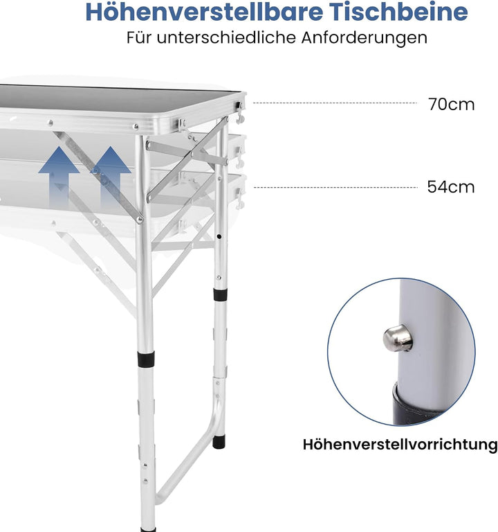 Campingküche faltbar, Leicht Campingschrank mit Aluminiumgestell, Campingtisch Klappbar mit Staufach