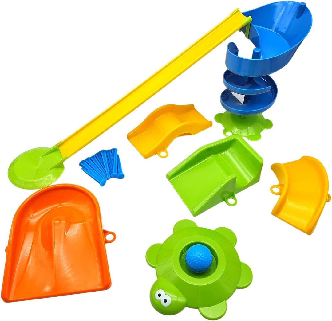 alldoro 60064 Garten Golf Set, 22 Teilen, Kindergolf mit 6 Hindernissen, 2 Schläger und 2 Golfbälle,