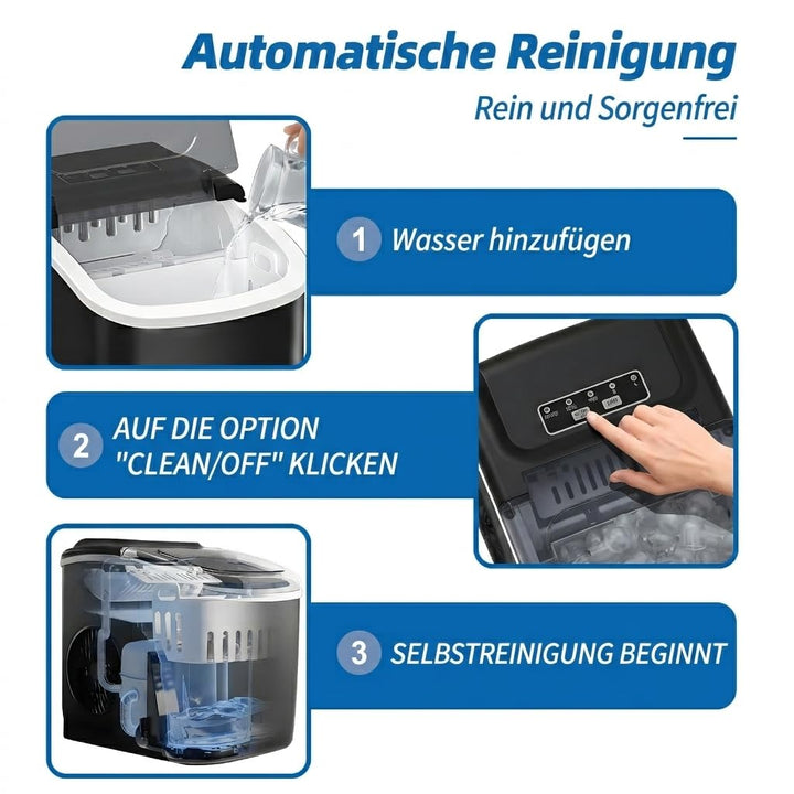 Eismaschine Arbeitsplatte, 11,79 kg in 24 Stunden, 9 Eiswürfel bereit in 6 Minuten mit 2 Grössen Kug