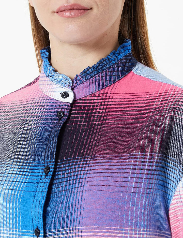 s.Oliver Damen Flanellhemd mit kariertem Muster 38 Blau, 38 Blau