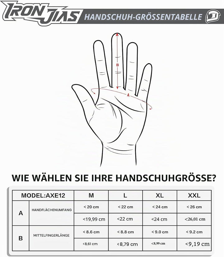 BORLENI Motorradhandschuhe Atmungsaktive Motorradhandschuhe Leder Vollfinger Knöchelschutzpolster To