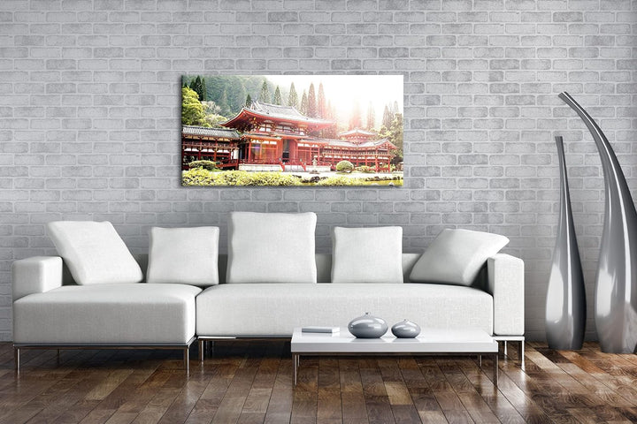 atemberaubende Tempelanlage in Asien Panorama 80x40 cm als Leinwandbild, Motiv fertig gerahmt auf Ec