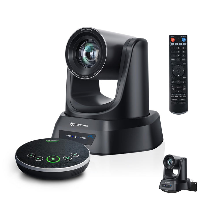 TONGVEO 4K KI-Auto-Tracking PTZ-Konferenzkamera mit Bluetooth-Speakerphone & Mikrofon, 20-Fach optis