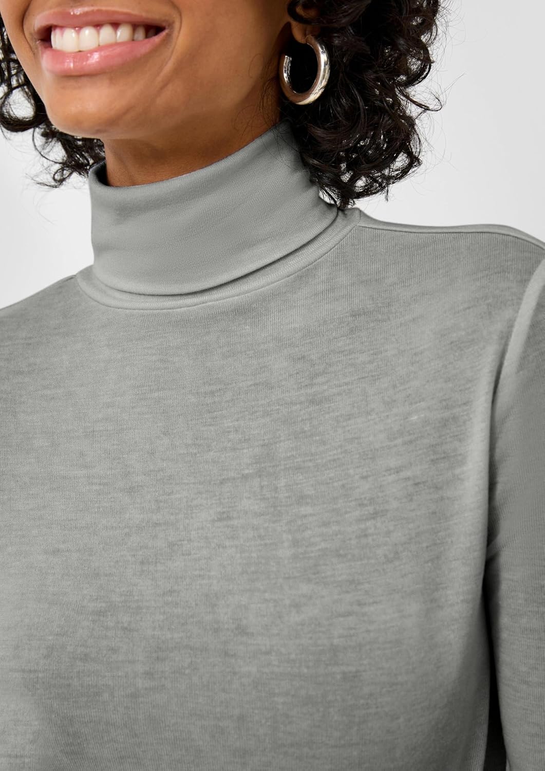 QS Damen Leicht Transparentes Rollkragenshirt Langarmshirt mit Rollkragen XS 9400_grau, XS 9400_grau