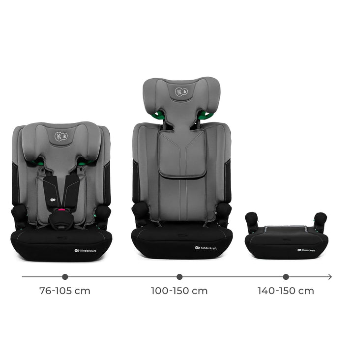 Kinderkraft I-COMFY, Autositz, Für Kinder, Reguliert (76-150cm), Verstellbare Rückenlehne, 5-Punkt-S