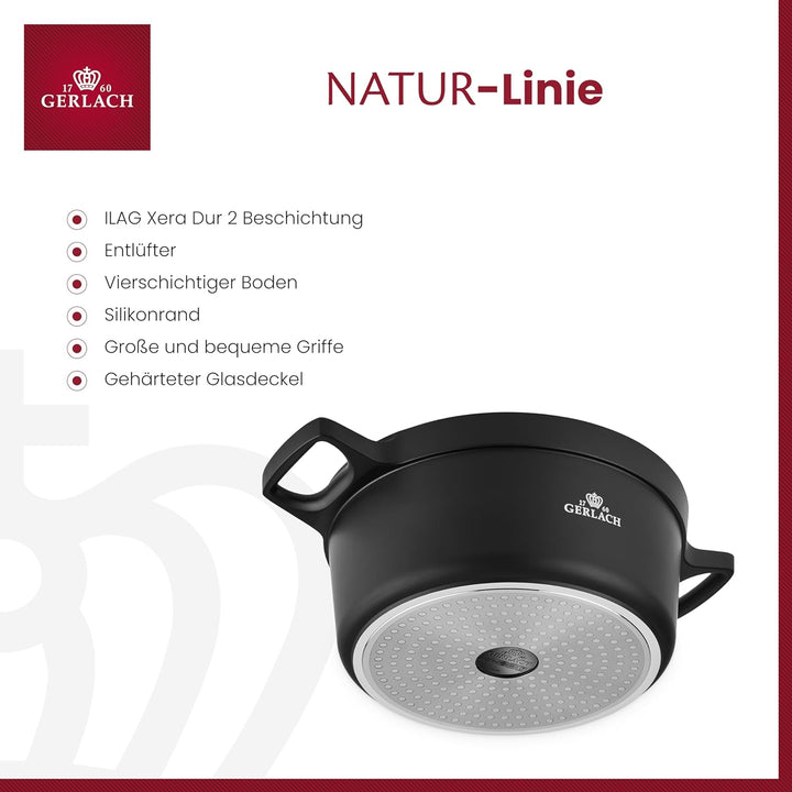 Gerlach Natur Topf Keramik-Kochtopf Induktion Induktiontopf Kochgeschirr Induktionsgeeignet 28 cm 4,