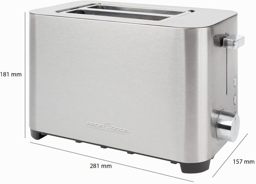 ProfiCook® Toaster | 2 Scheiben-Toaster | Edelstahlgehäuse | Wide Slot | Brötchenaufsatz (abnehmbar)