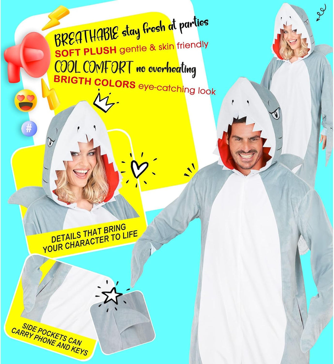 W WIDMANN MILANO Party Fashion - Tier Overall für Erwachsene, weicher Plüsch Jumpsuit mit Kapuze, Ti