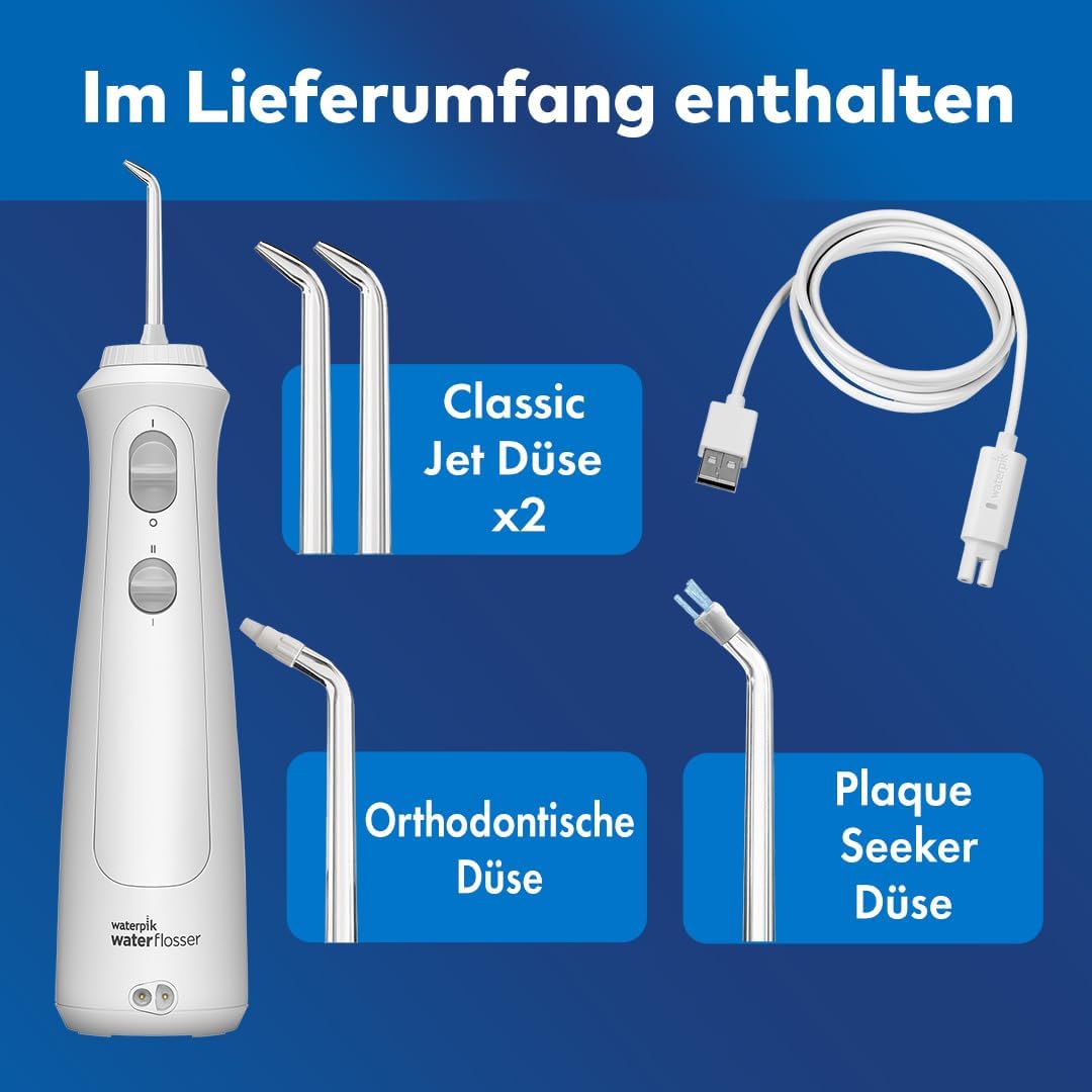 Waterpik Kabellose Munddusche, wiederaufladbar, elektrische Zahnreinigung, ideal zur Plaque-Entfernu