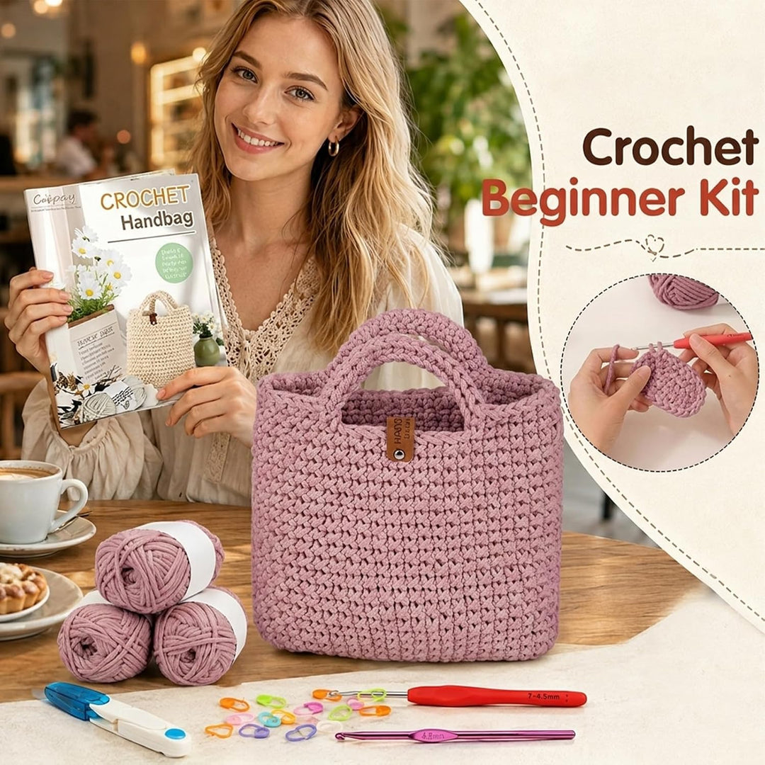 CEWROM Häkelset Für Anfänger - Strandtasche Damen, Häkel Set für Anfänger Erwachsene, Häkelnadel, Ta
