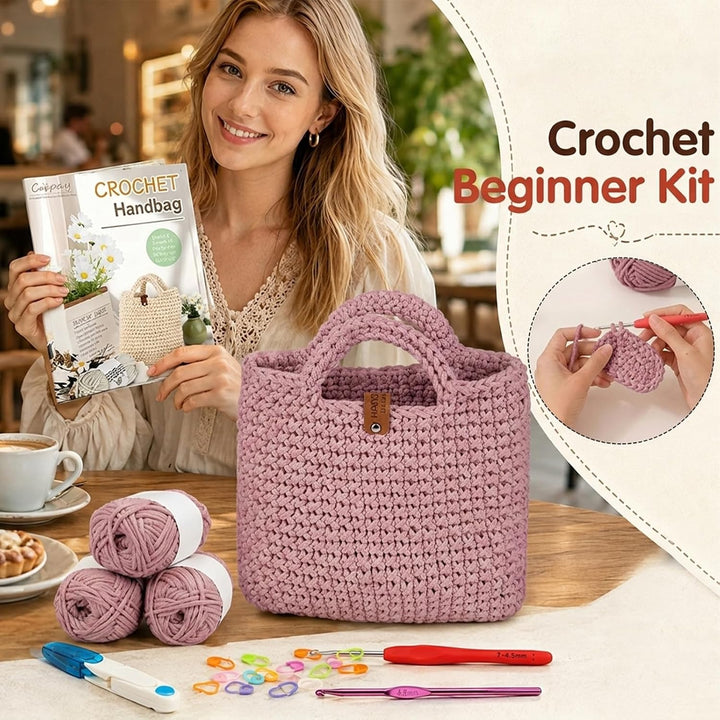CEWROM Häkelset Für Anfänger - Strandtasche Damen, Häkel Set für Anfänger Erwachsene, Häkelnadel, Ta