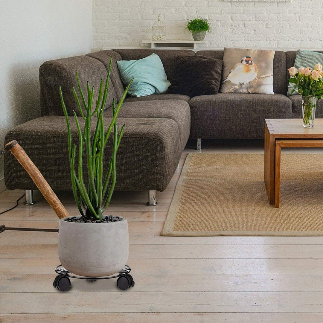 Fasmov 3 Stück Blumenroller mit Rädern Robust Pflanzenroller Metall Untersetzer Rund Möbelroller mit