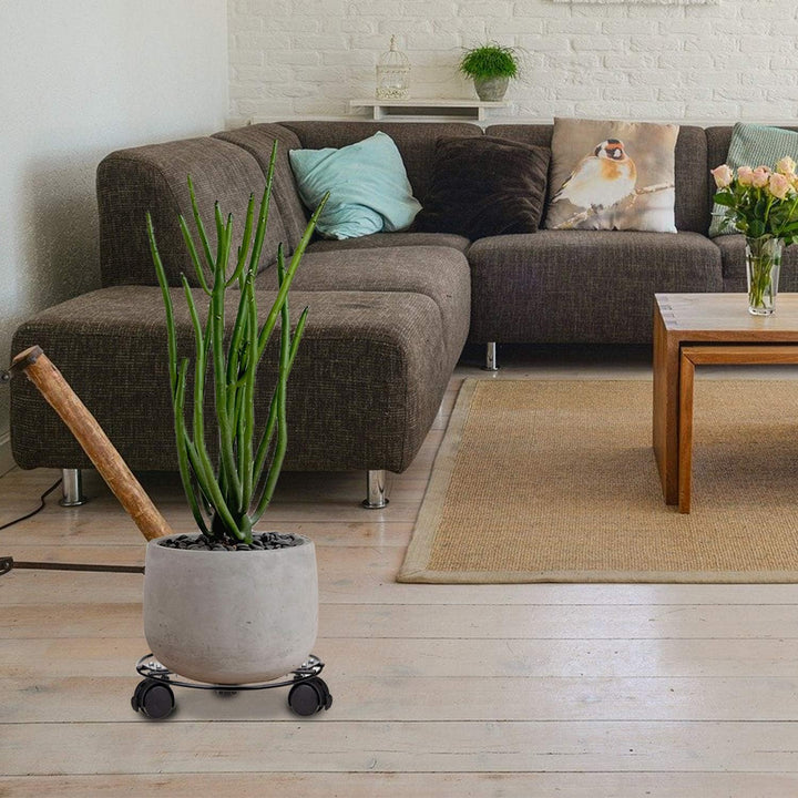 Fasmov 3 Stück Blumenroller mit Rädern Robust Pflanzenroller Metall Untersetzer Rund Möbelroller mit