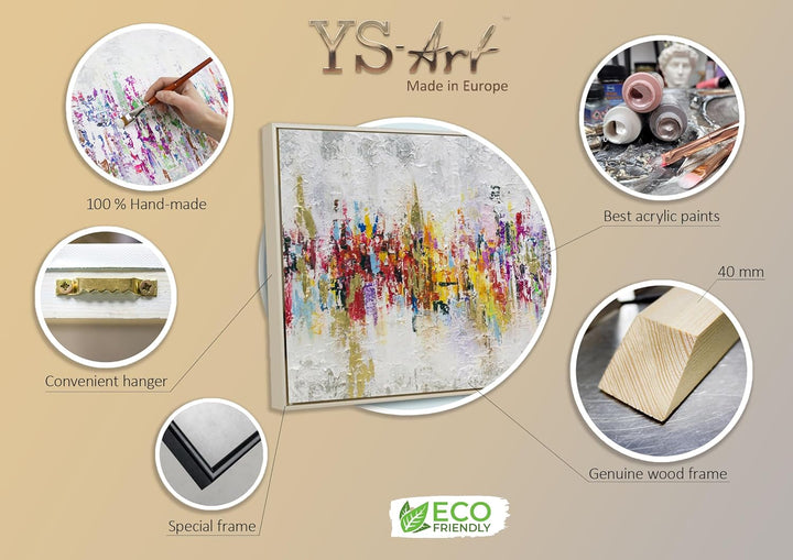 YS-Art Abstrakt Acryl Gemälde auf Leinwand handgemalt Abstraktion II Wandbilder Wohnzimmer Moderne f