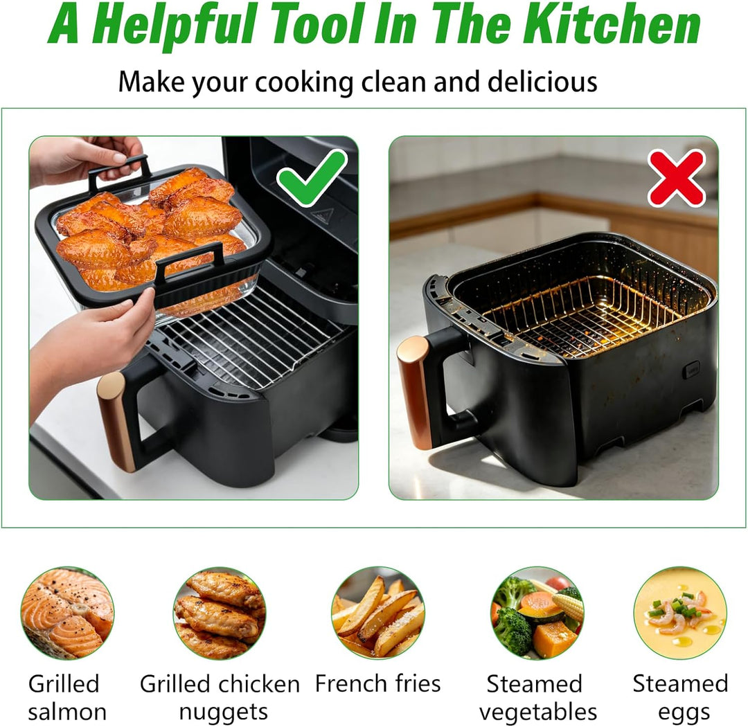 2 Stück Auflaufform Airfryer für Ninja Heissluftfritteuse AF400/AF500/SL400, Borosilikatglas Backfor