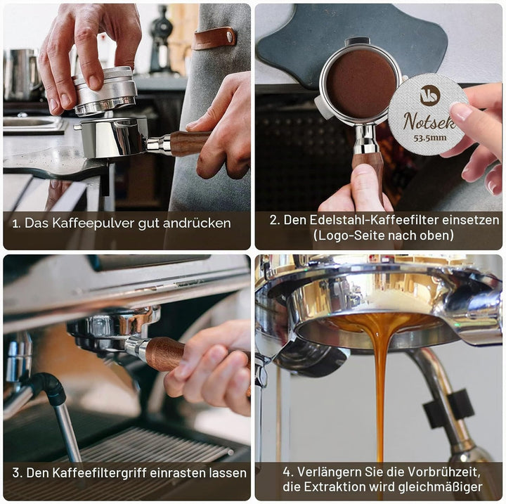 NOTSEK Bodenloser Siebträger 54mm mit Puck Screen, Siebträger 54mm kompatibel mit Sage/Breville Bari