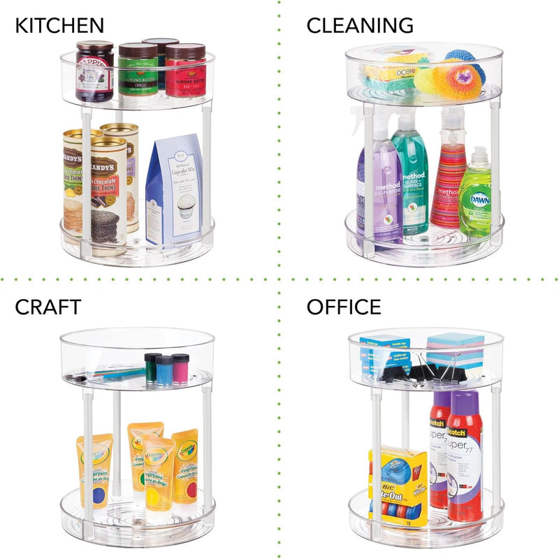 mDesign Kosmetik Organizer – zweistöckige Make-up Ablage mit Drehtellern – Baderegal stehend aus Kun