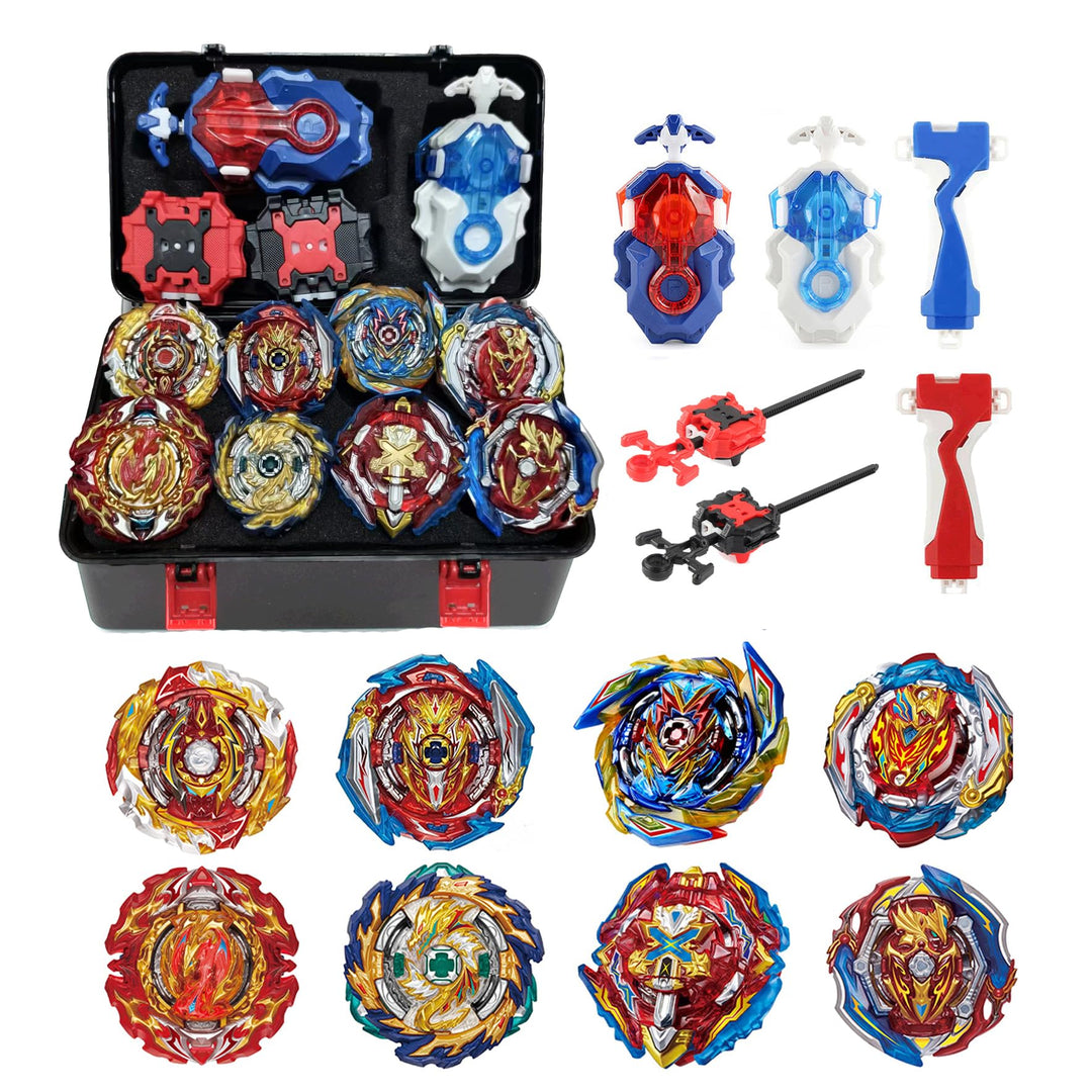 8 in 1 Gyros Set, 4D Kampfkreisel Kreisel Battle mit Launcher Gyros, inkl 4 Stück Gyros Launcher Set