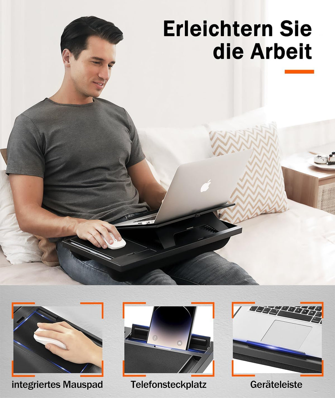 Ecognomic Laptopkissen Knietablett, Laptop Unterlage Schoss für Bett & Sofa, Value Packed mit einem