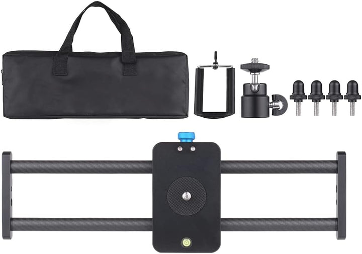 Andoer 40cm / 15inch Kohlefaserkamera Track Slider Video Stabilisator Schiene mit Mini-Kugelkopf-Tel