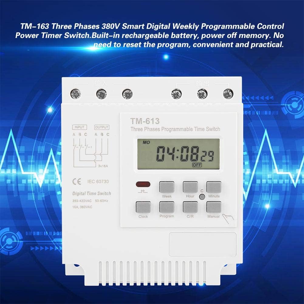 Keenso Hutschiene Zeitschaltuhr, TM-163 Dreiphasen Relais mit 380 V-Smart-Digital-Zeitschaltuhr Prog