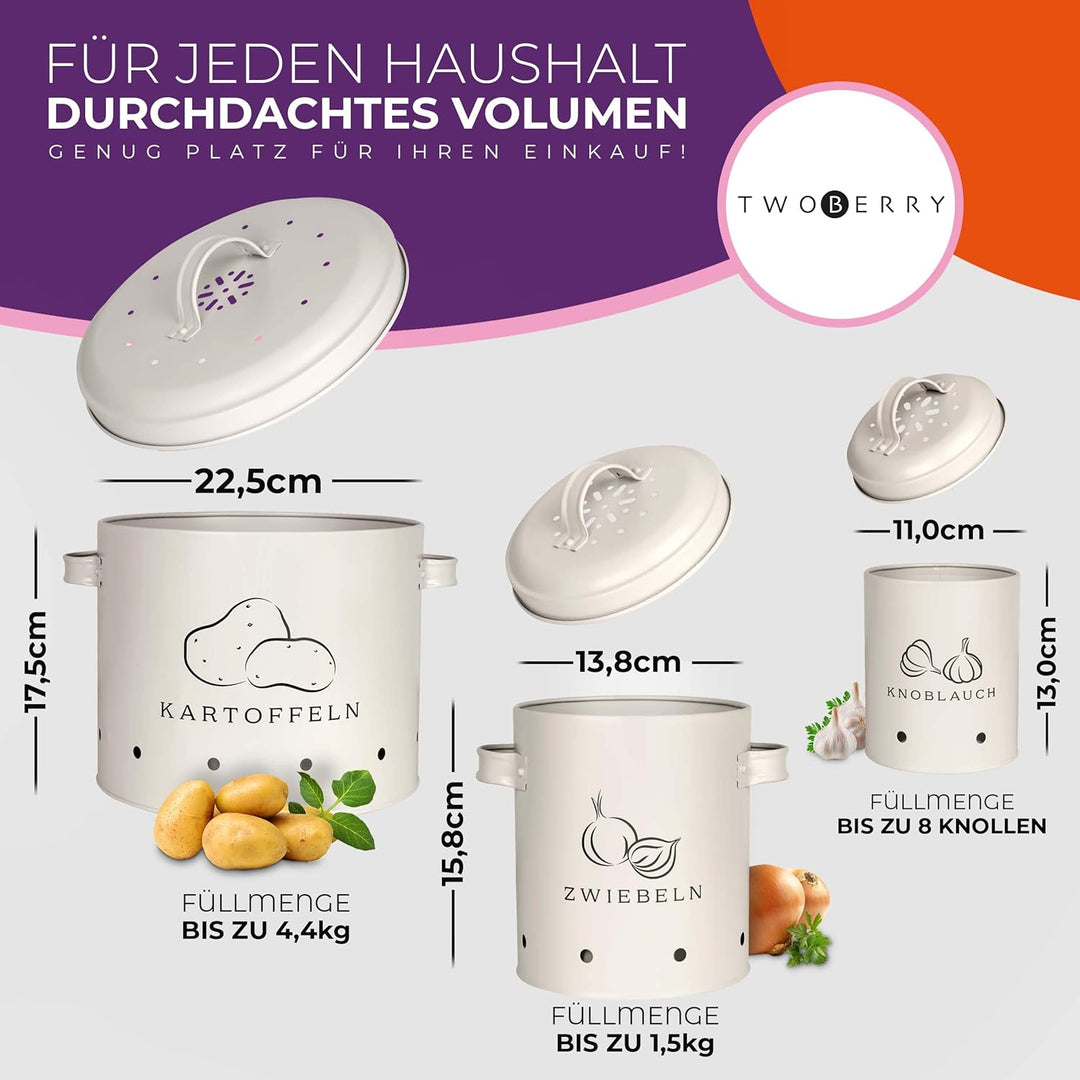TWOBERRY Aufbewahrungsbox [3er Set] inkl. Sparschäler- längere Haltbarkeit durch 360° Luftzirkulatio