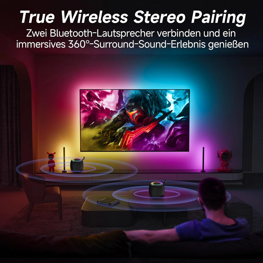 JYX Bluetooth Lautsprecher, 60W Tragbarer Party Lautsprecher mit Bluetooth 5.3, IPX7 Wasserdicht, TW
