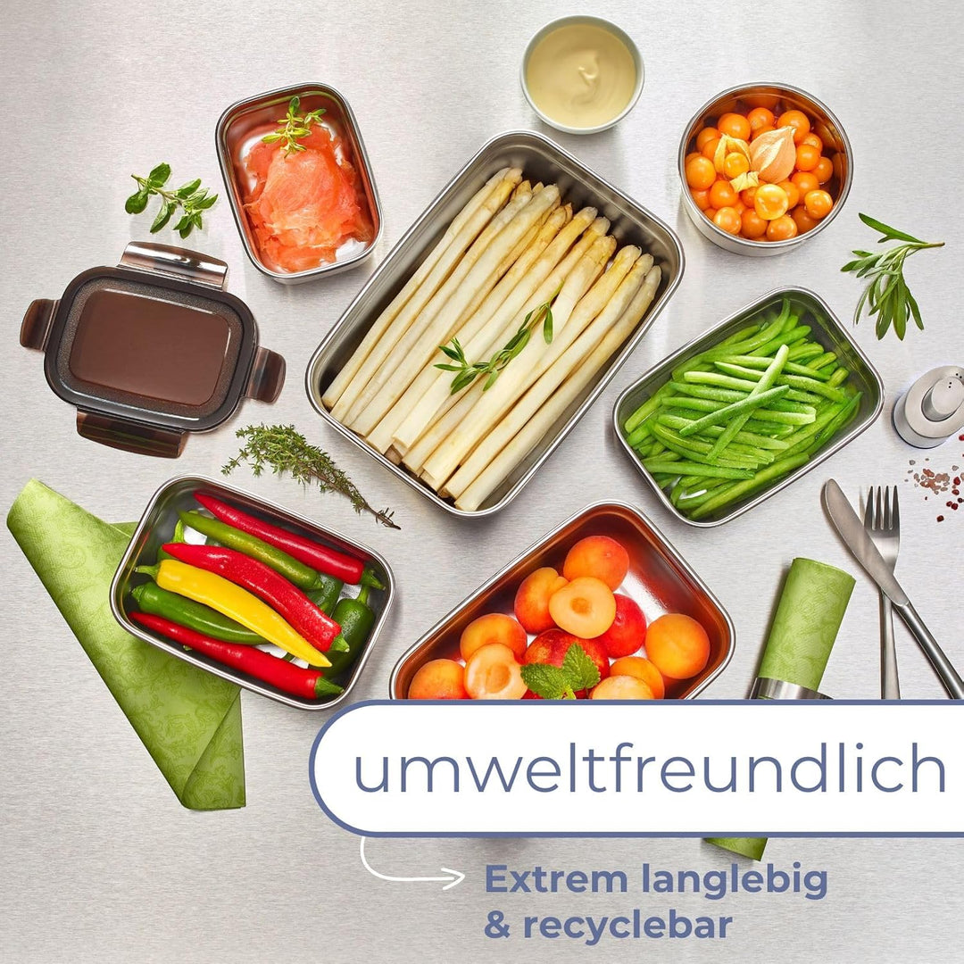 LocknLock Edelstahl Vorratsdose mit Deckel, 1,1 L, 188 × 135 × 75 mm , BPA-Frei, Spülmaschinengeeign