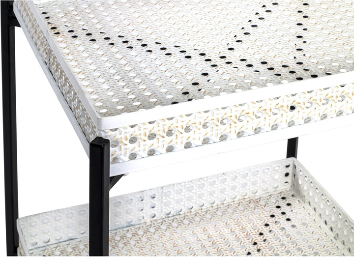 HAKU Möbel Beistelltisch, Metall, schwarz-creme, B 42 x T 42 x H 50 cm 42 x 42 x 50 cm, 42 x 42 x 50