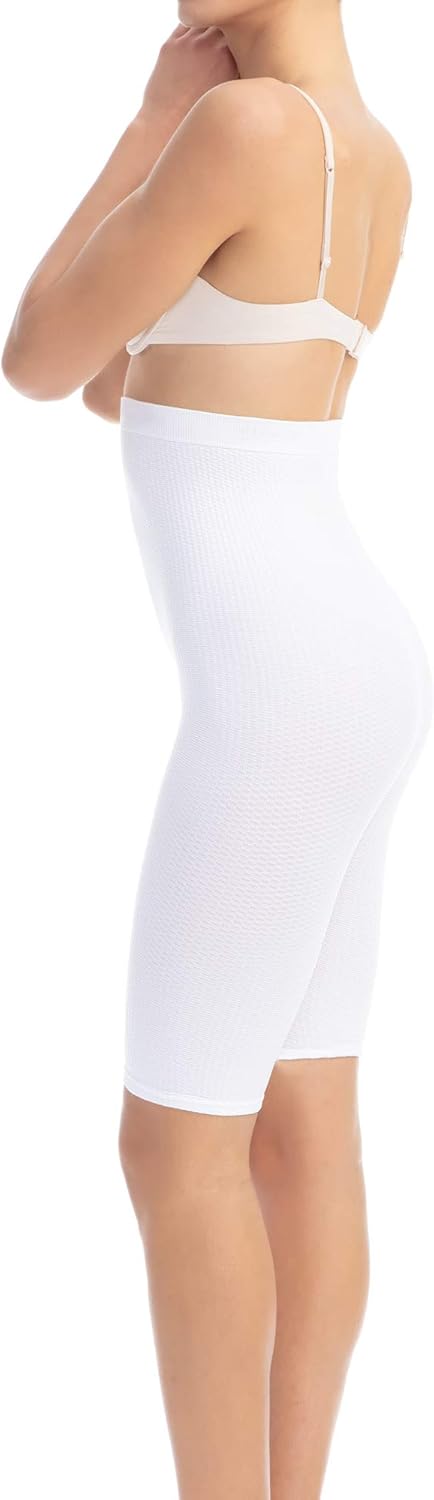 FarmaCell 113 Shorts Hohe Taille, massierende und reduzierende Hose, Anti-Cellulite XL-XXL Weiss, XL