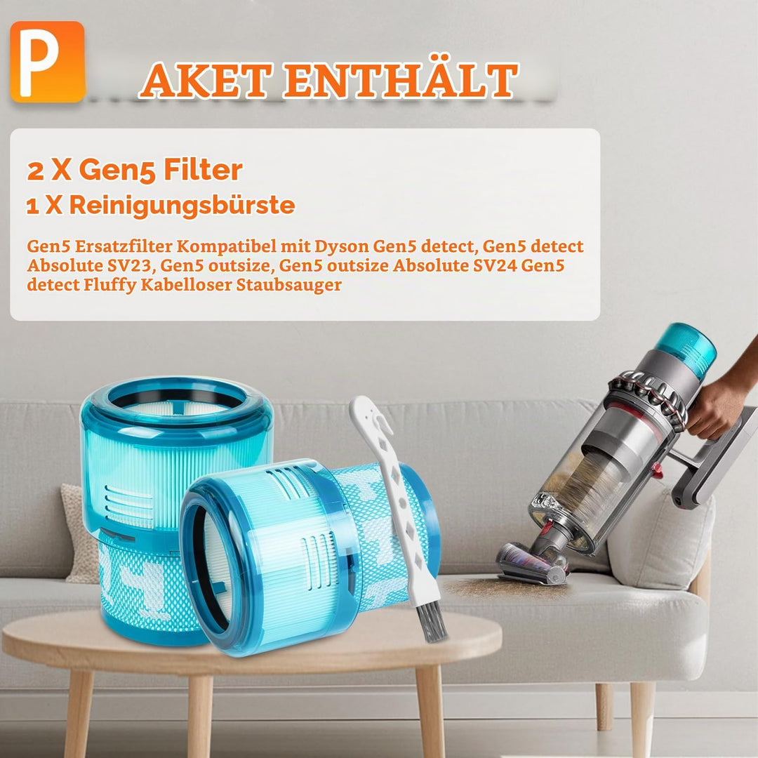 2 Stück Gen5detect Absolute Filters für Dyson Gen5 Detect, G5 Detect Absolute Akku Staubsauger Filte