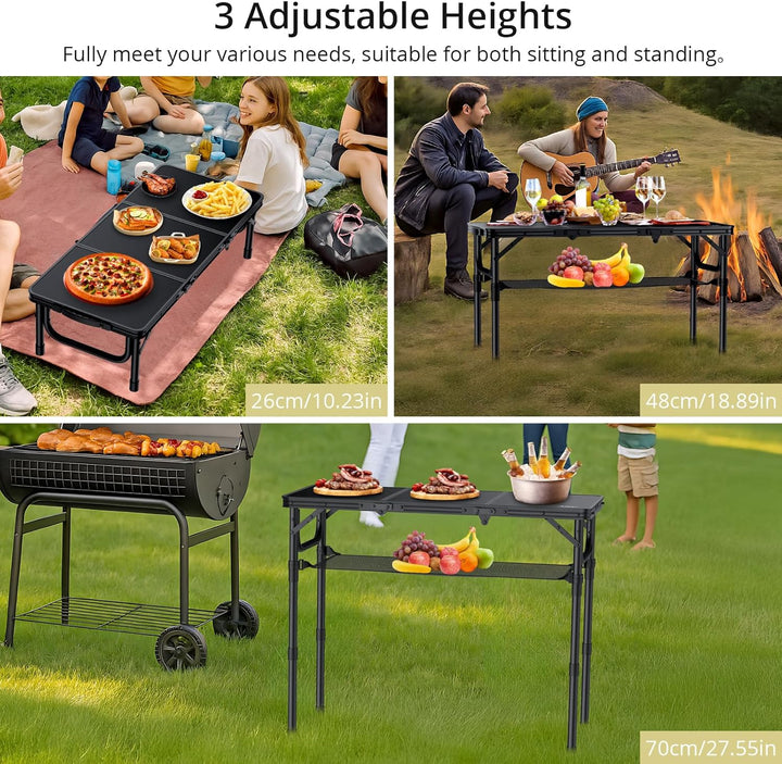 Anbte Klapptisch Höhenverstellbarer 88x40cm (LxB) Alu-Tisch Outdoor/Indoor Tragbar Koffertisch mit A