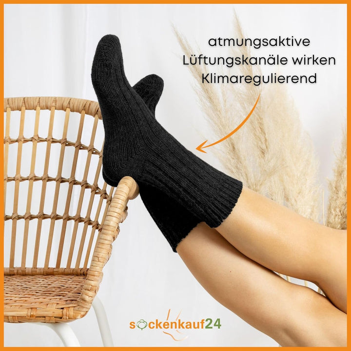 4 Paar Alpaka Socken Herren Damen Wollsocken warme Wintersocken, Schwarz