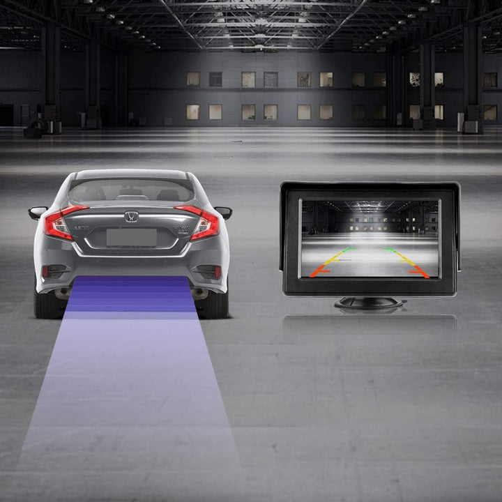 Rückfahrkamera mit Monitor Rückfahrkamera Auto IP68 Wasserdicht Nachtsicht Einparkhilfe System 4.3''