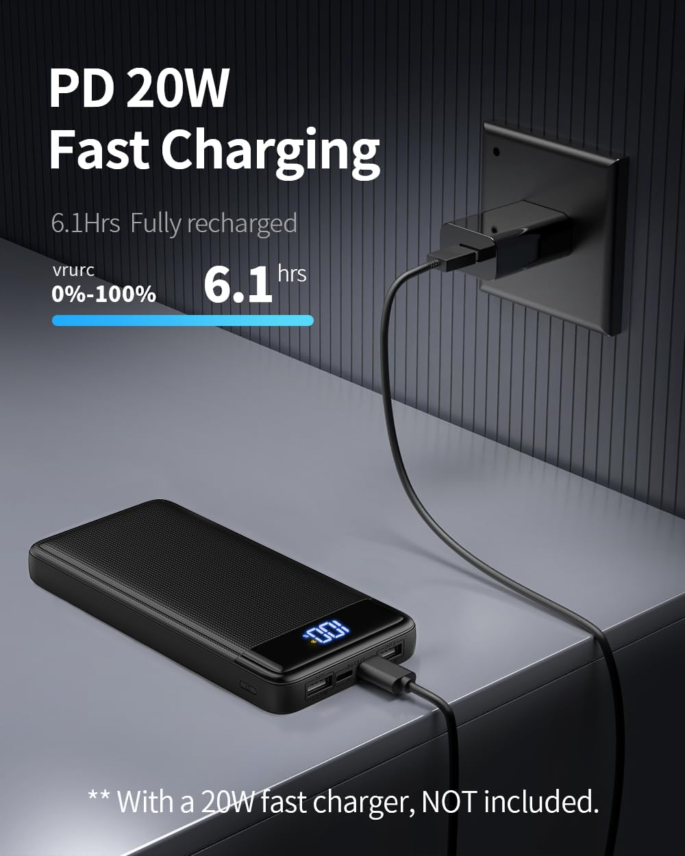 Power Bank 26800mAh, Schlank 22.5W Powerbank, Externer Handyakku Schnellladen USB C Input &amp; Output,