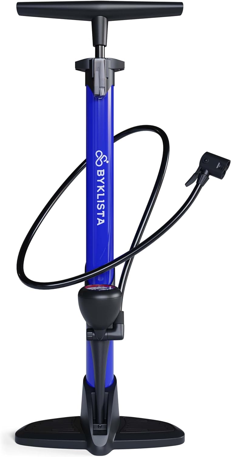 BYKLISTA Fahrradpumpe alle Ventile | Grosses Manometer 12 Bar + extra Ventiladapter | Gratis eBook |