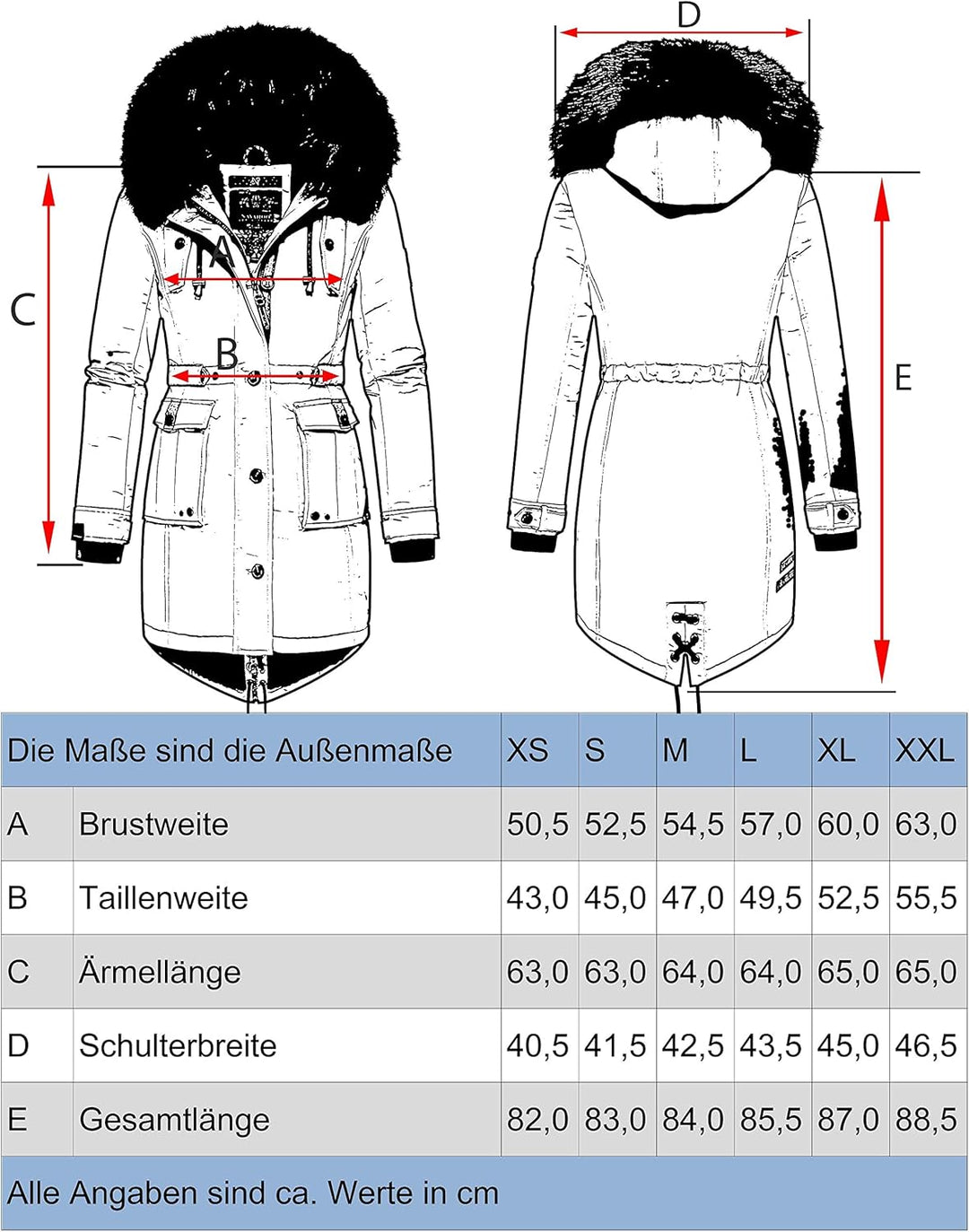 Navahoo Damen warmer Winterparka mit Kapuze Luluna Prc XS-XXL XS Terracotta, XS Terracotta