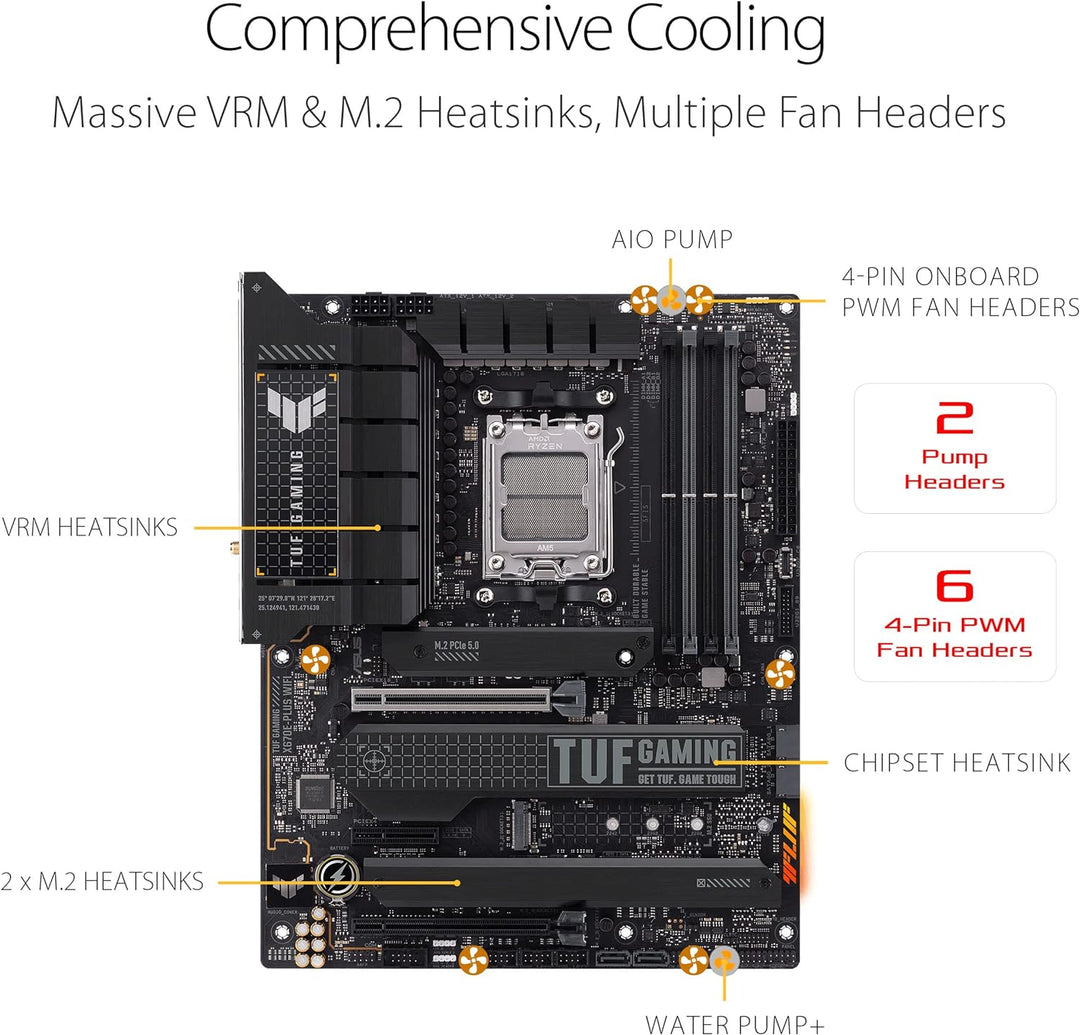 ASUS TUF GAMING X670E-PLUS WIFI Mainboard Sockel AMD AM5 (Ryzen 7000, ATX, PCIe 5.0, DDR5-Speicher,