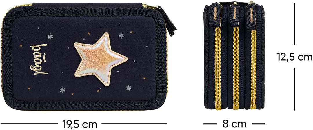 Baagl 3 Fach Federmäppchen Mädchen, Schulmäppchen für Schreibwaren, Schulsachen Federtasche, Federma