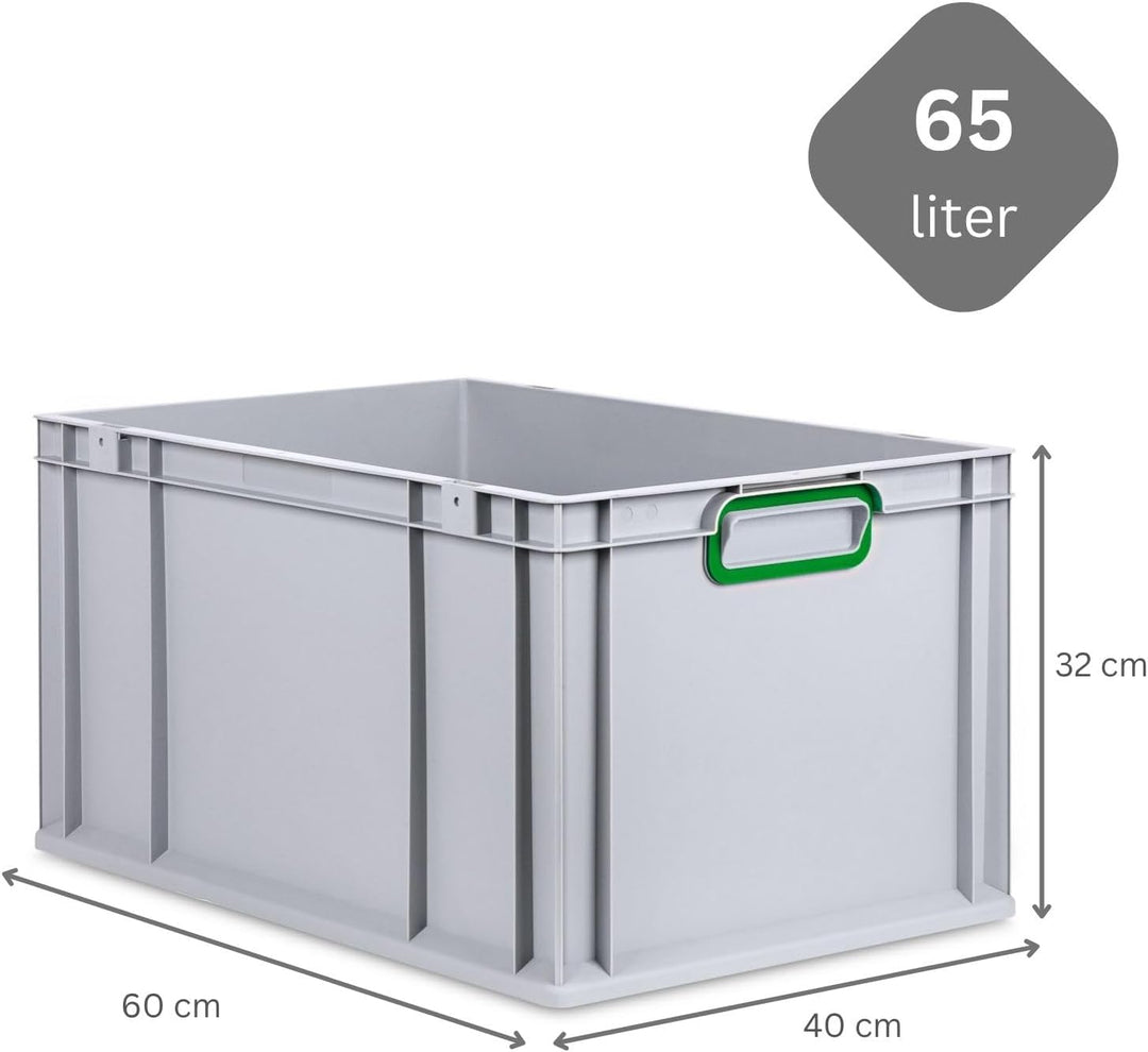 SuperSparSet 3x Eurobox NextGen Color mit Auflagedeckel & Schiebeschnappverschlüsse, HxBxT 32x40x60c