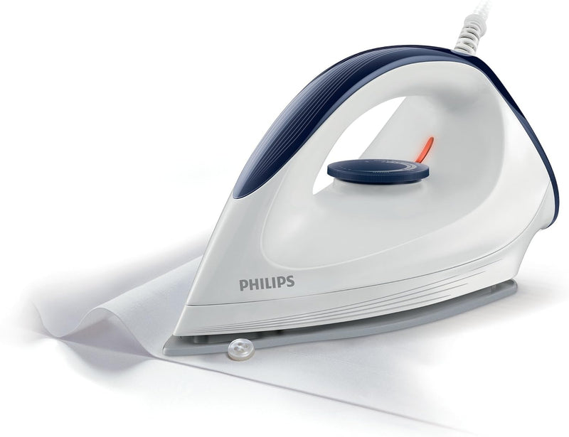 Philips GC160/02 Trocken-Bügeleisen mit DynaGlide-Bügelsohle, 1200 Watt, weiss/blau